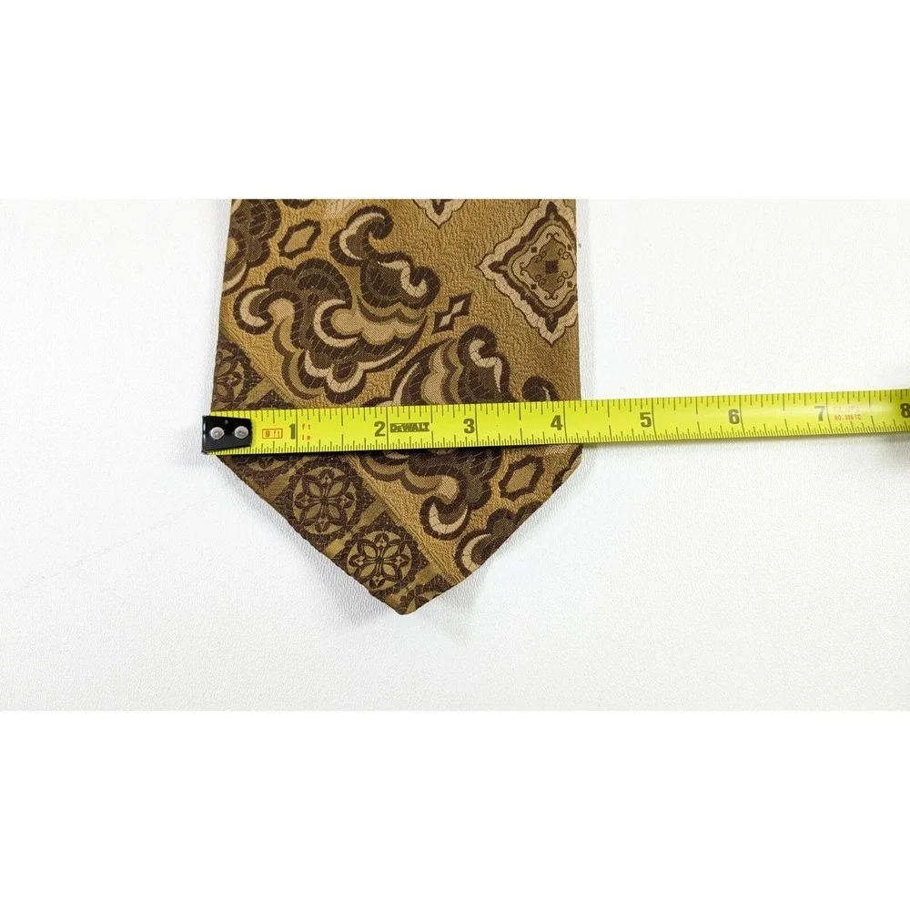 Beau Brummell Gentry Vintage Wide Tie Olive Green Brown Geometric Paisley